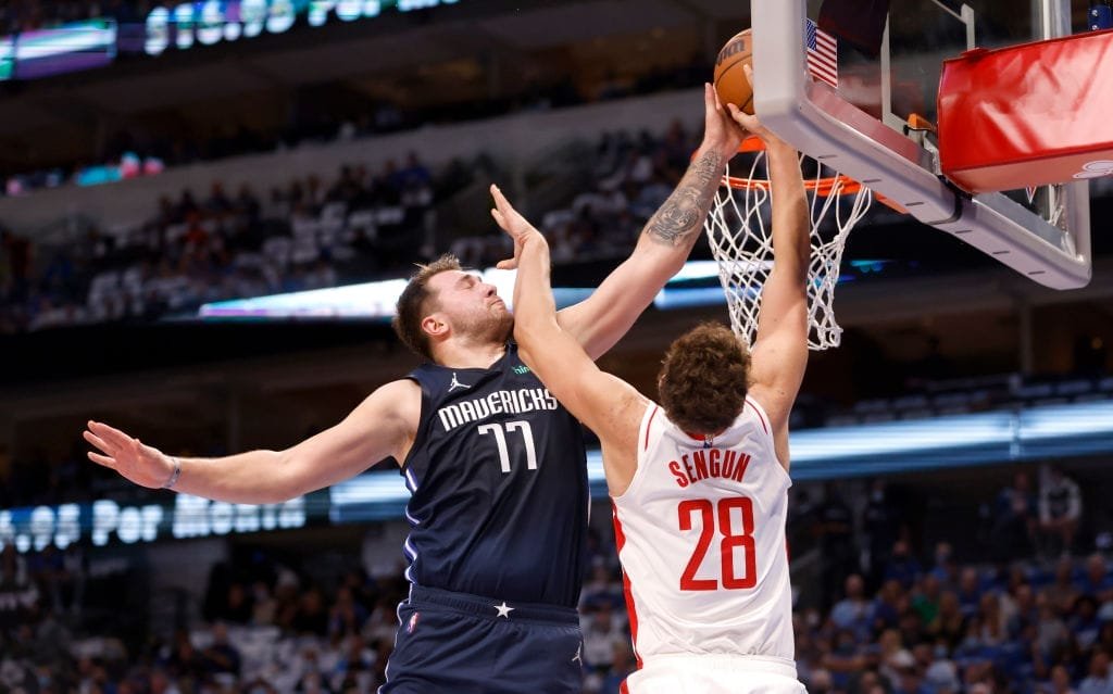 Luka Doncic dunking over Alperen Sengun