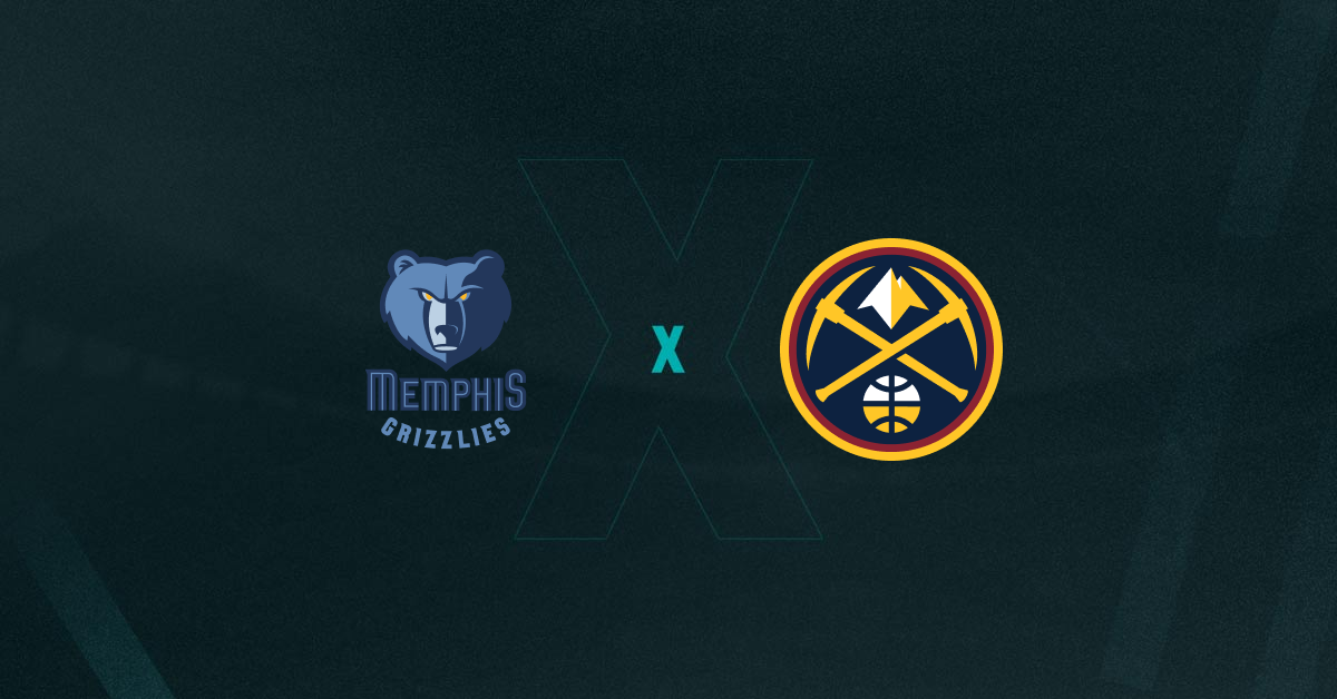 Escudos de Memphis Grizzlies e Denver Nuggets que se enfrentam pela NBA.