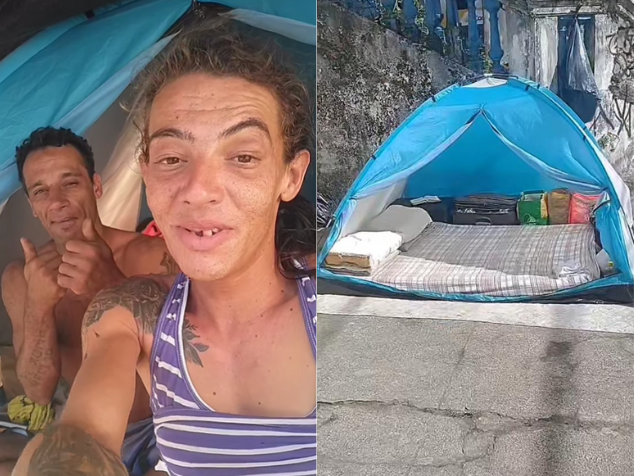 O amor do avós de Gustavo viralizou depois do vídeo que mostra os dois almoçando com o neto todo dia na praia para prestigiar o trabalho dele como salva-vidas em Itanhaém, SP. - Foto: @ginanacozinha/TikTok.